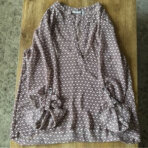 Halogen Women’s Large Purple Lightweight Relaxed Fit Geometric Blouse